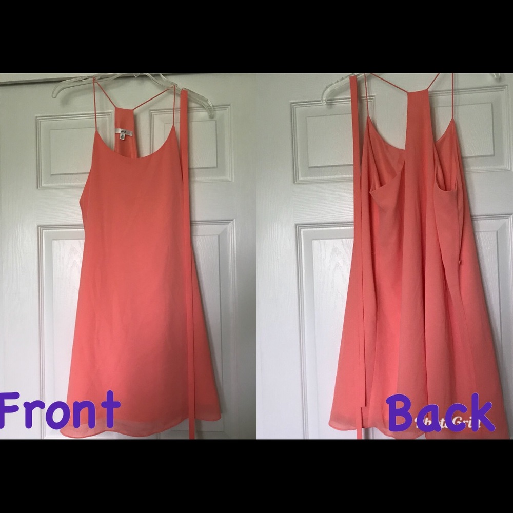 Coral spaghetti strap dress w/ belt